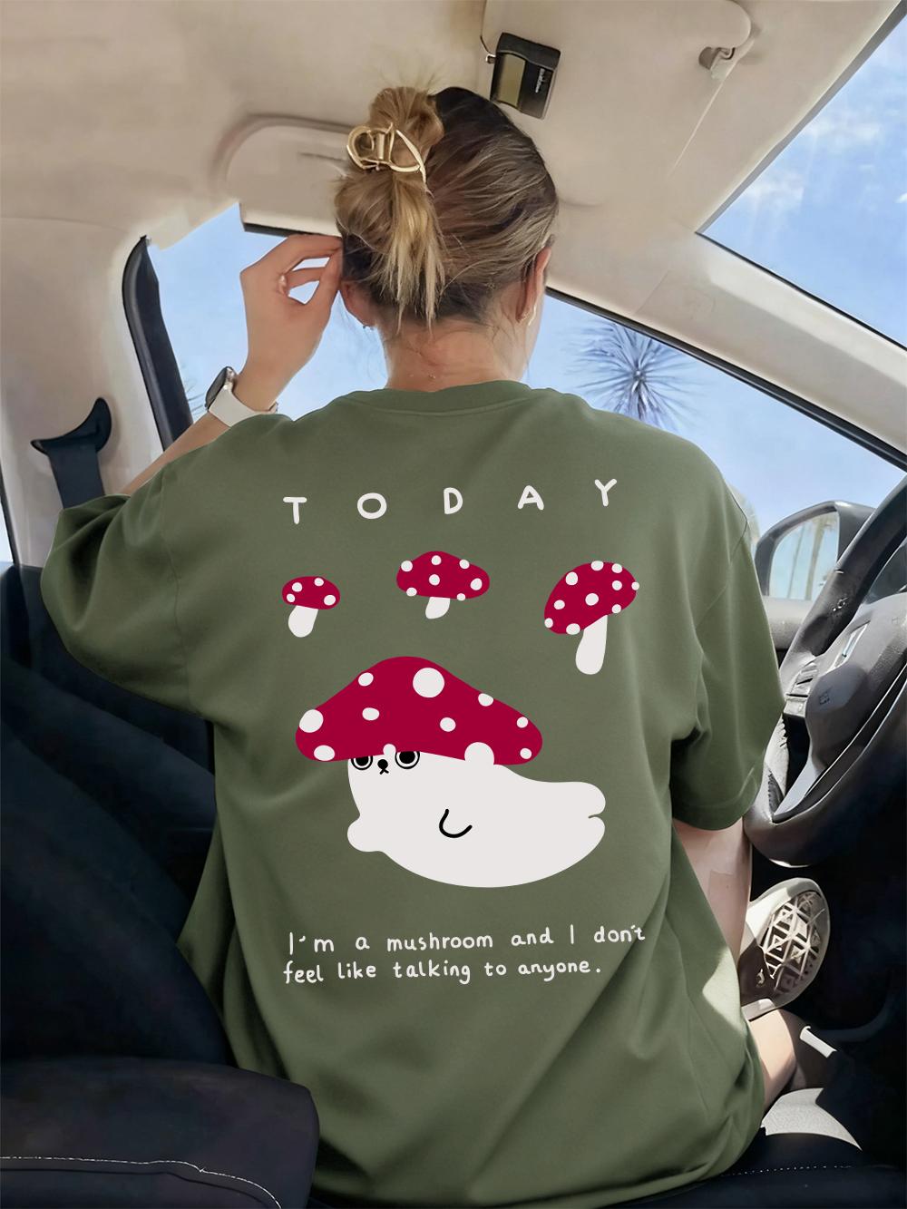

IM A Mushroom Prints TShirt Womens Summer Loose T Shirts AllMatch Comfortable Short Sleeve Tops Casual ONeck Woman Clothes S