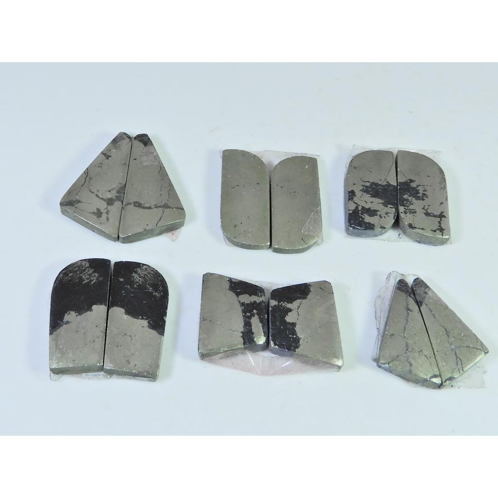 Natural Apache Gold Pyrite Matched Pair Fancy Loose Gemstone 6 Pair Lot C-1352