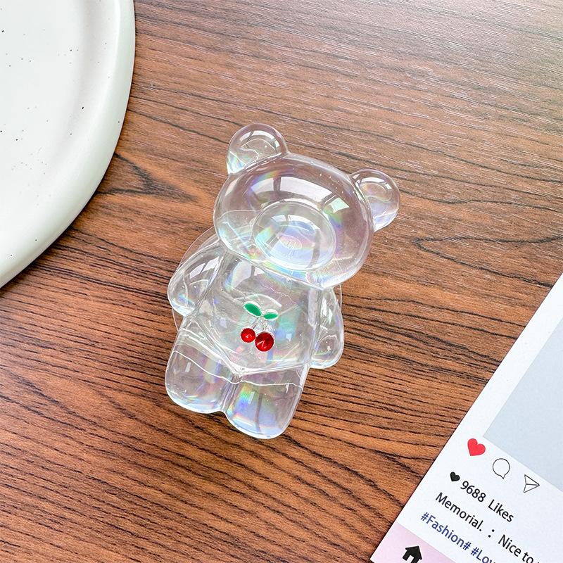 Little Cherry Laser Bear Mobile Phone Airbag Bracket Paste Retractable Creative Desktop Watching Drama Lazy Grip Bracket