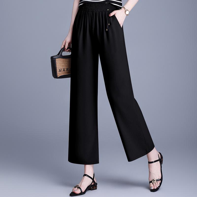 

2026 Stylish High-Waist Slim Fit Breathable Pants for Moms 2XL чёрный