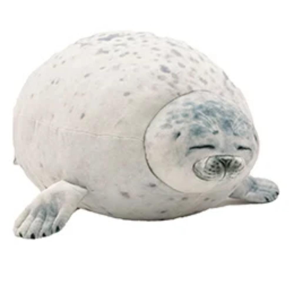 30~80cm Squishy Seal Soft Plush Chubby Sea Dog Stuffed Aquatic Animal Doll Comforting Birthday Gift White Grey