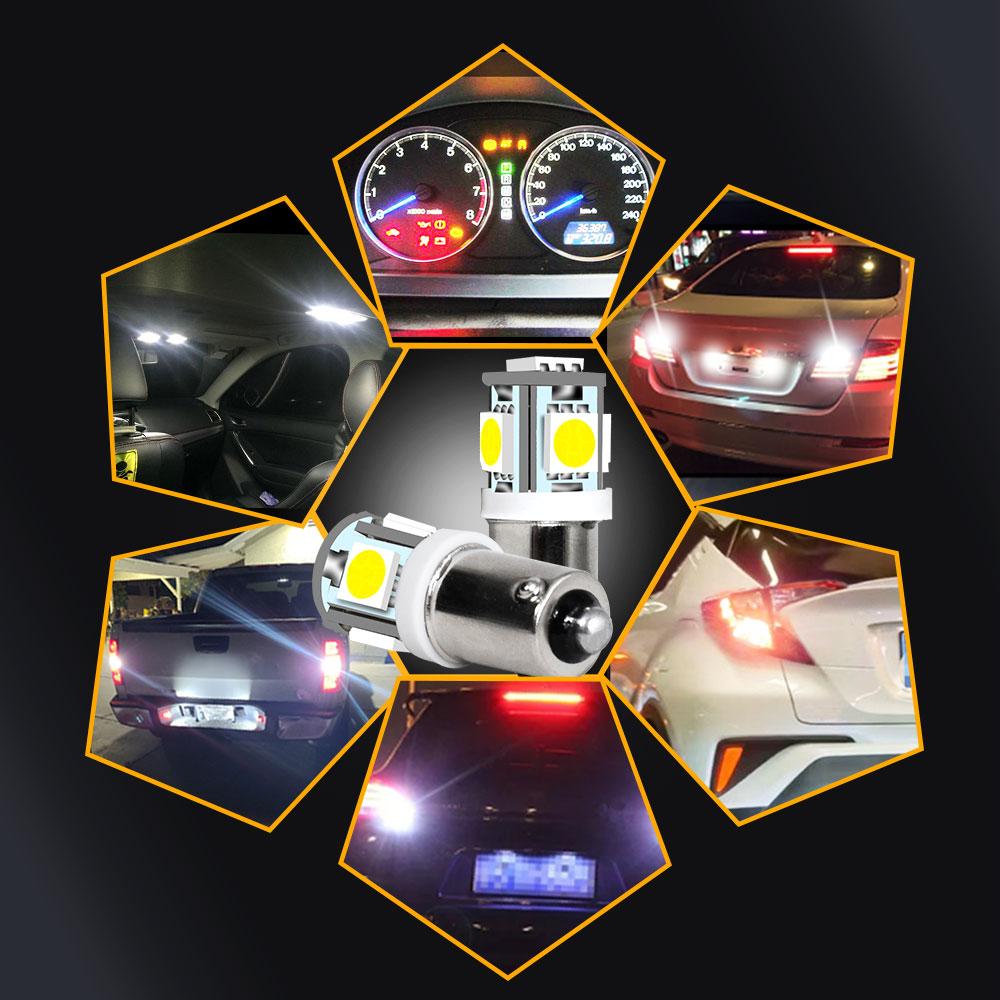 2/10 Pieces BA9S 180 Degree T4W H5W 5050 Grade A LED Chips 5SMD Bulbs for Car Backup Reverse Door Dome Turn Signal Reading Bulbs Bulbs 7
