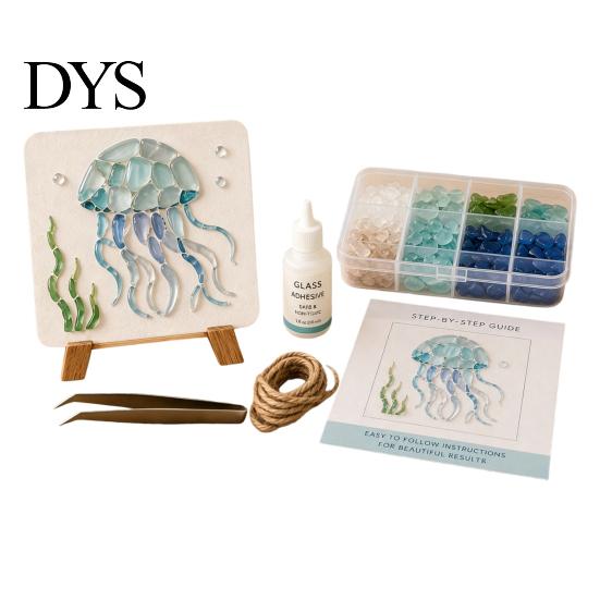Adult Crafting Gift Ideas DIY Sea Glass Art Mosaic Kit, Ocean Animal Themed Craft Set for Adults Durable Beach Style Crafts Beginner, Handmade