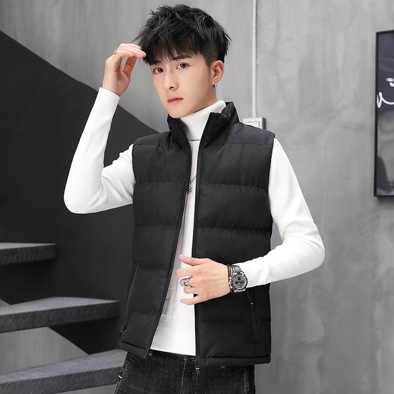 Autumn And Winter Korean Jacket Men's Stand Collar Down Cotton Jacket Leisure Waistcoat Thick Vest