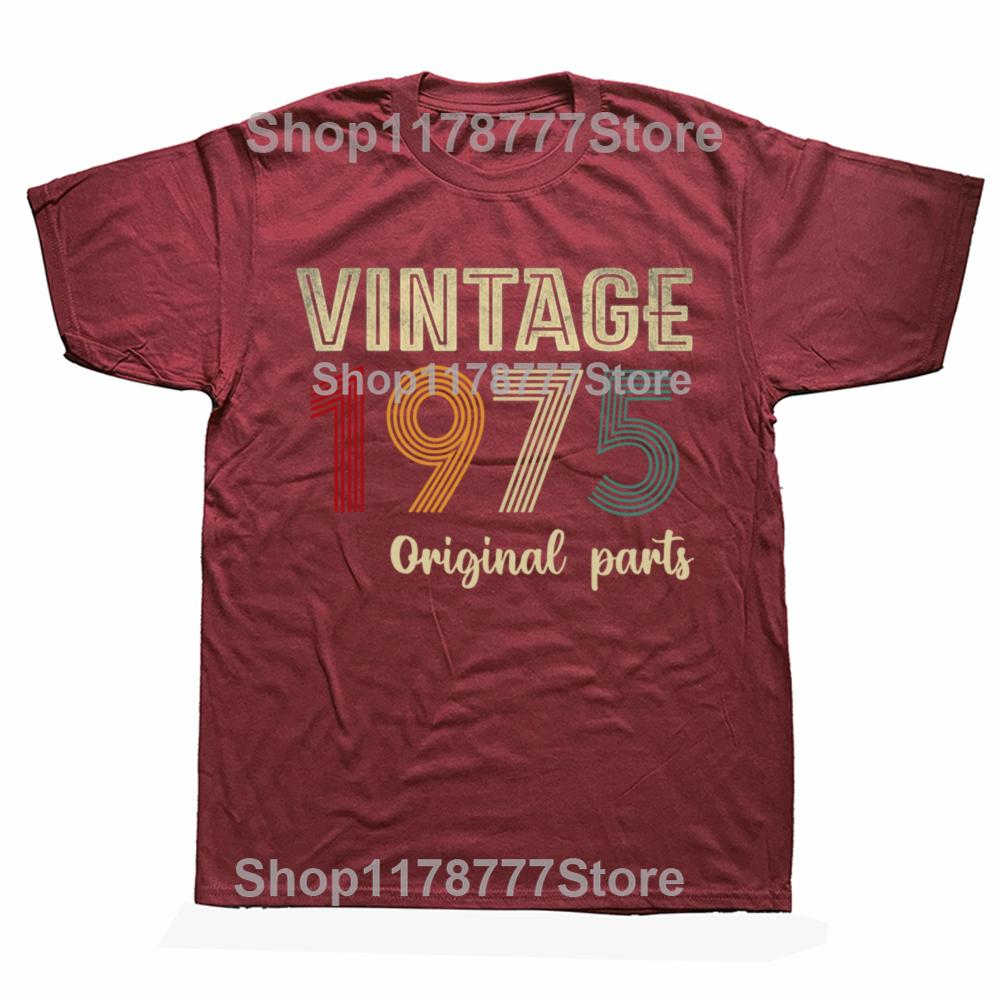 Retro Vintage 1975 Original Parts 50 Years Old Birthday T Shirts Cotton Streetwear Gifts Men Fashion Casual Oversized T Shirt