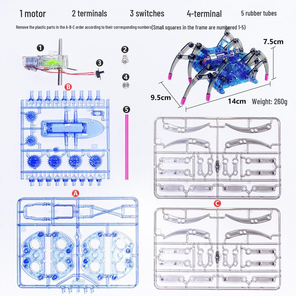 Electric Crawling Spider Robot Kit: Science Experiment & Teaching Aid