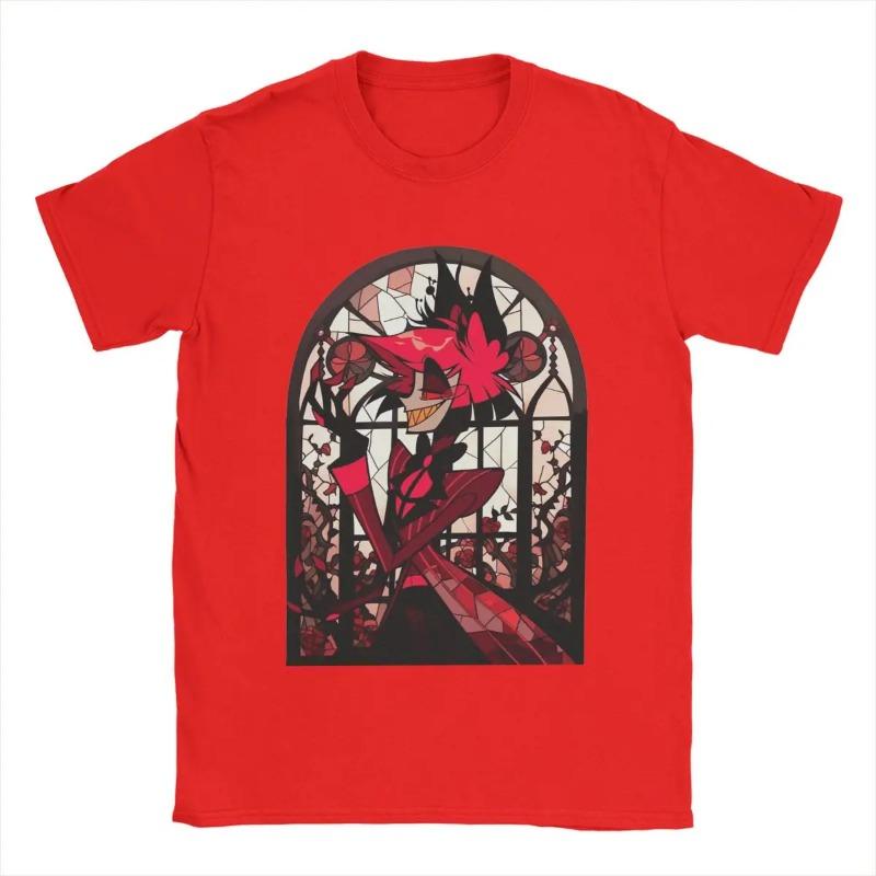 Men's T-Shirt Stained Glass Alastor Hazbins Hoteled Humor Cotton Tee Shirt Short Sleeve T Shirts Crewneck Clothing Shirts