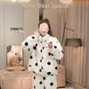 Women's Polka Dot Flannel Pajama Set - Thick, Double-Sided Arctic Fleece, Long-Sleeved for Spring/Summer Warmth.