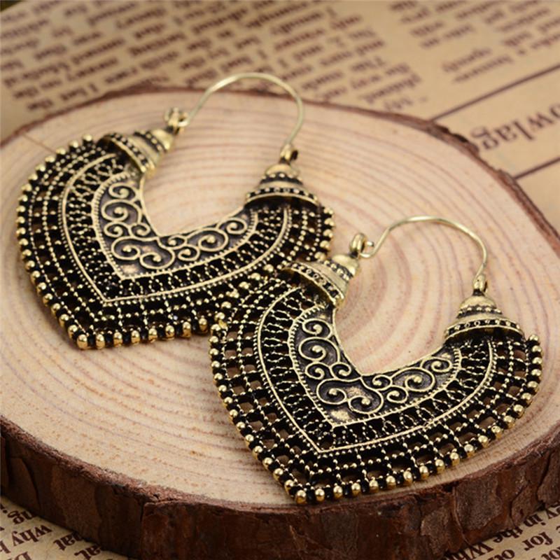 Vintage Heart Ear Stud Earrings Long Earrings Drop Dangle Earrings Women Jewelry