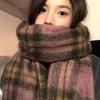 Retro Plaid Imitation Cashmere Scarf for Women Winter College Style Thickened Warm Long Tassel Shawl Atmosphere Scarf