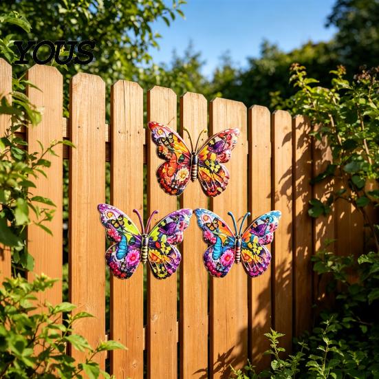 UV Printed Metal Art Butterfly Wall Decor Weather-Resistant Outdoor Use Durable Iron 2D Flat Craftsmanship Craft Hanging Vibrant Colors Easy To Mount