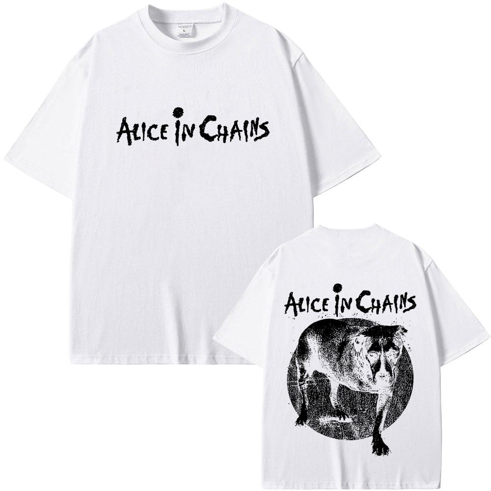 Rock Band Alice In Chains Double Sided Graphic Tshirt Summer Men Women Casual High Quality Cotton Tshirt Male Vintage T Shirts