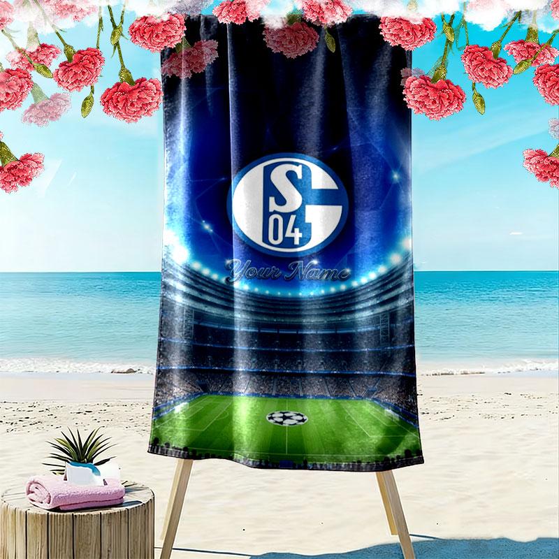 FC Schalke 04 Custom Name Print Beach Towel, Large Soft Quick Dry Towel for Beach Camping Swimming