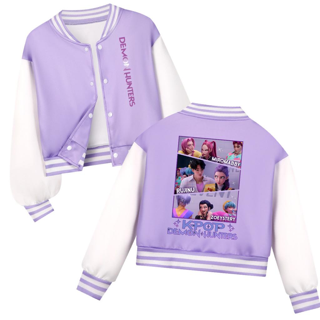Jachetă de baseball casual cu mâneci lungi, cu imprimeu Rumi Zoey Mira, Cântăreață POP Anime Desene Animate Super Star pentru Fete