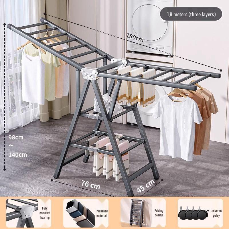 Indoor Foldable Clothes Drying Rack: Floor-Standing Design for Home, Balcony, Bedroom, Baby Clothes and Quilts