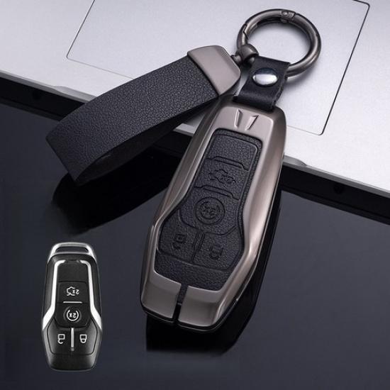 Zinc Alloy Leather Car Remote Key Fob Case Cover Holder For Lincoln MKC MKX MKZ
