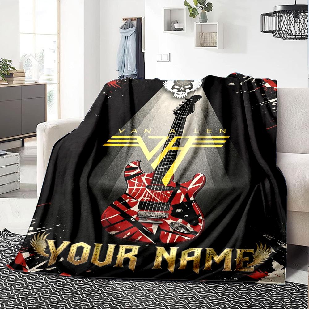 Name Custom VAN HALEN Print Flannel Blanket High Quality Warm Comfortable Cover for All Seasons Perfect for Gifts Home Decor
