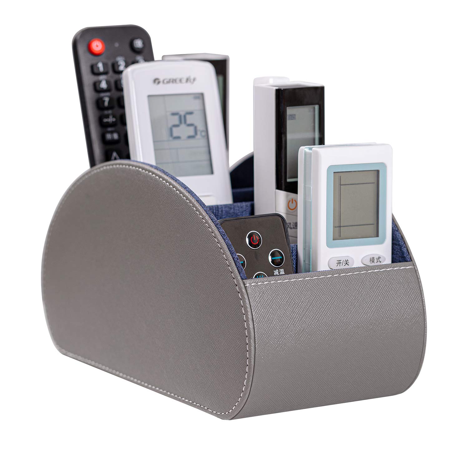 

Large PU Leather Remote Control Rack, Tabletop Remote Control Storage, 5 Compartments, Stylish, Waterproof, Multifunctional Storage Box, High Capacity