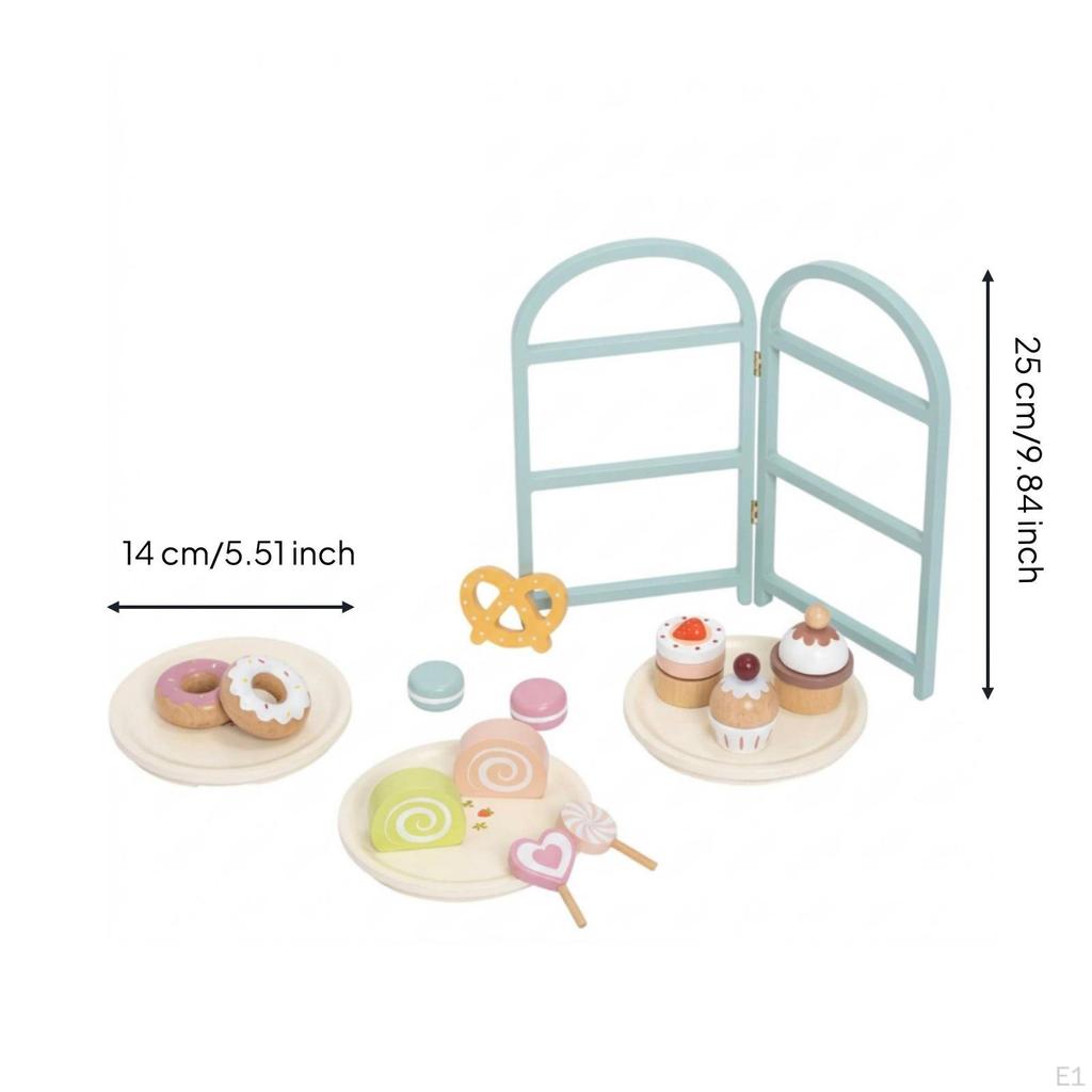 Toy Dessert Stand with Pretend Desserts ThreeTier Sweets Creative Wooden Cake