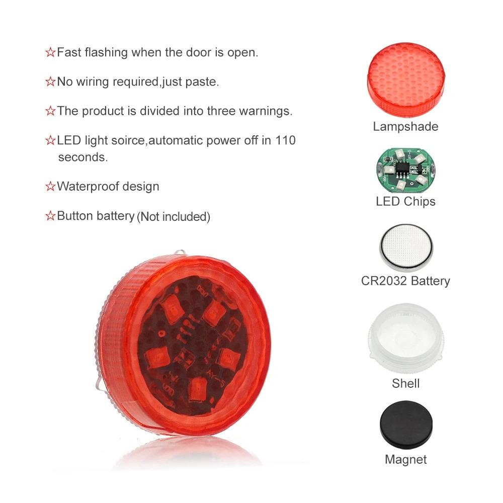 1-4pcs Universal LED Car Opening Door Safety Anti-collision Lights Magnetic Sensor Strobe Flashing Alarm Lights Parking Lamp Neon Lights 4