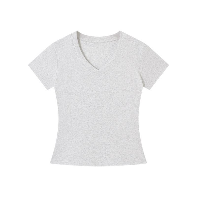 Casual White Cotton Blend Vneck Tshirt For Teen Girls Summer Wear