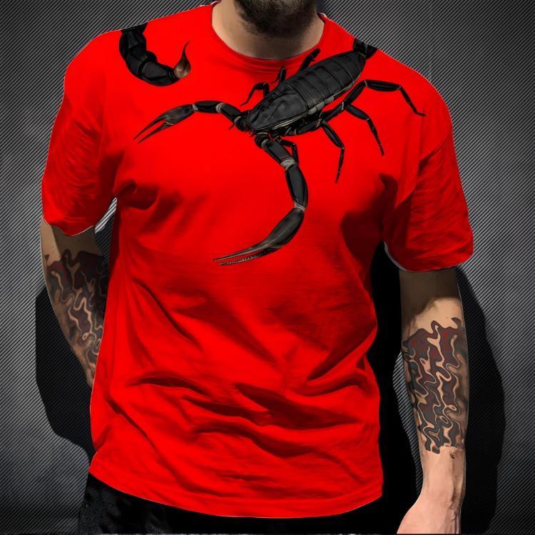 Trendy Hip-Hop Streetwear Cool 3D Print Scorpion Animal T Shirt Short-Sleeved Tee New Fashion Design