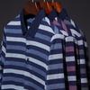 Spring and Autumn New Men's Long-sleeved T-shirt Middle-aged Lapel Striped Polo Shirt Men's Base Shirt Top Tide T-shirt