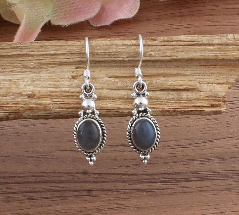 

Solid 925 Sterling Silver Labradorite Gemstone Earring, Handmade Earring, Boho Earrings, Gift For mom