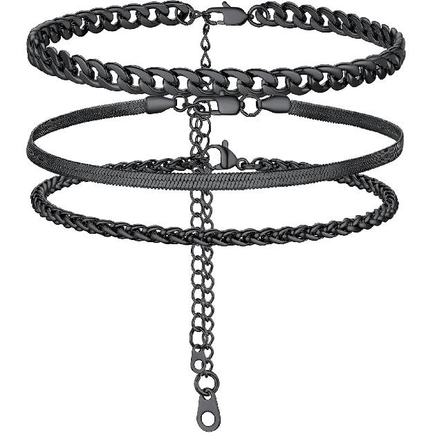 PROSTEEL Alla moda Design Manette/Testo Personalizzato Cavigliera da Donna, Cavigliera in Acciaio Inossidabile 316L, colore Argento/Oro/Nero,Basso