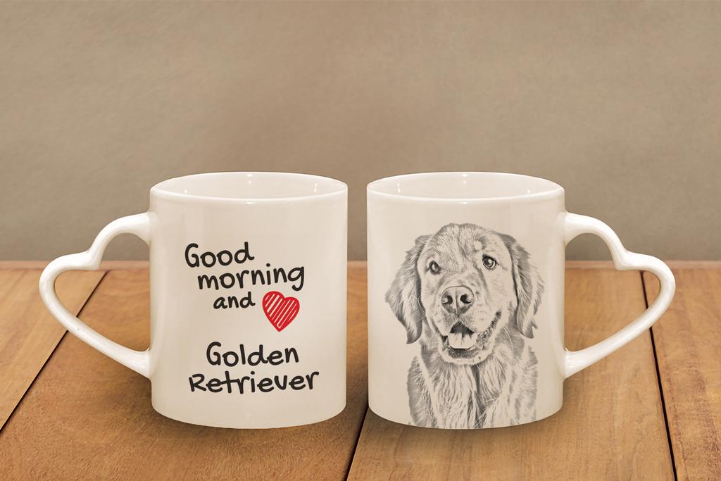 Golden Retriever - cup with a dog, adorable cup with a heart-shaped handle, universal gift from the Art-Dog brand