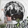 Sweet Band Globe Wire Sphere Portrait Fabric Tapestry, Soft Gray Relaxing Mood, Perfect for Cozy Bedroom Living Room and Hallway Home Decor