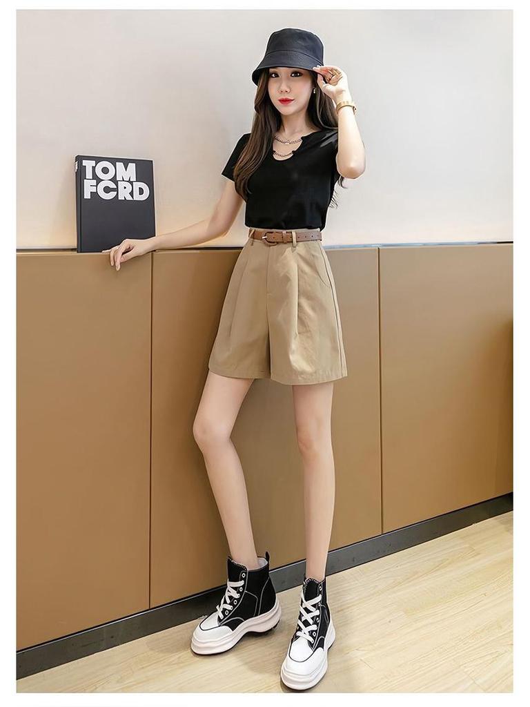 Women's Loose A-line Wide-leg Suit Shorts, Summer 2026 Korean Style Casual Pants