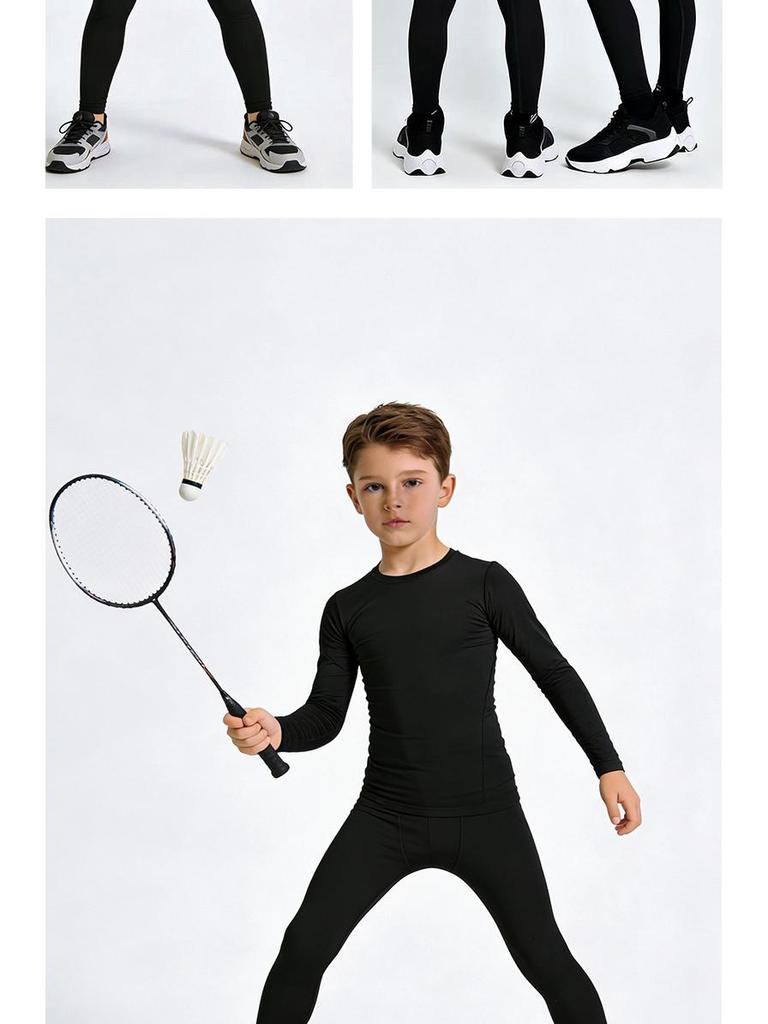 Children's Autumn-Winter Quick-Dry Compression Set: Breathable Long-Sleeve Top & Pants for Men's Sports, Fitness, and Running.