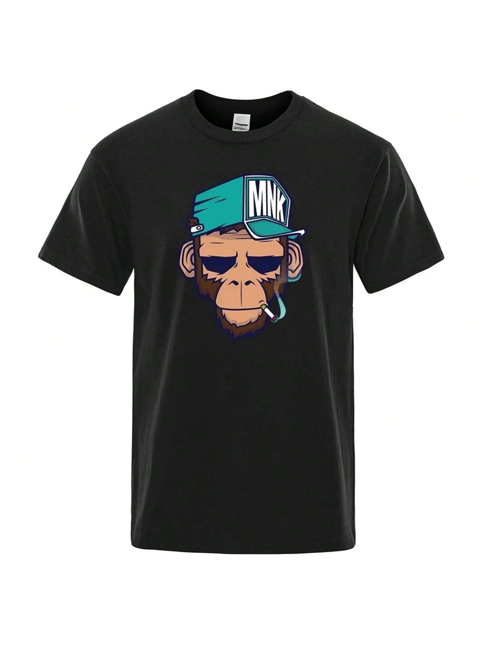 Tops Smoking Monkey Cartoons Short Sleeve Men Women Personality Street T-Shirts Loose Oversized Tees Breathable Soft Clothing S разноцветный