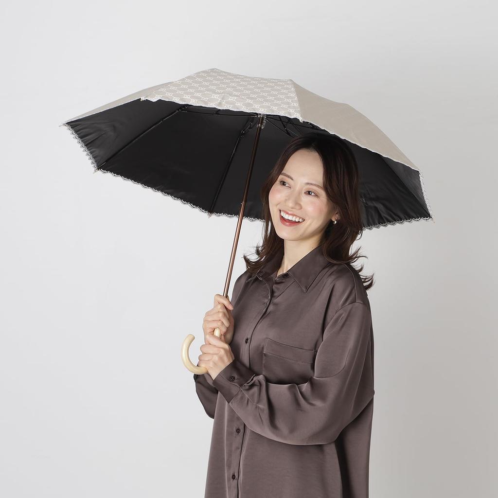DAKS Folding Sun Rain and Heat Light Made in Rain Easy Jacquard Beige [Moonbat] Umbrella, Parasol, Umbrella, Shine, Shielding, 100% Blocking,