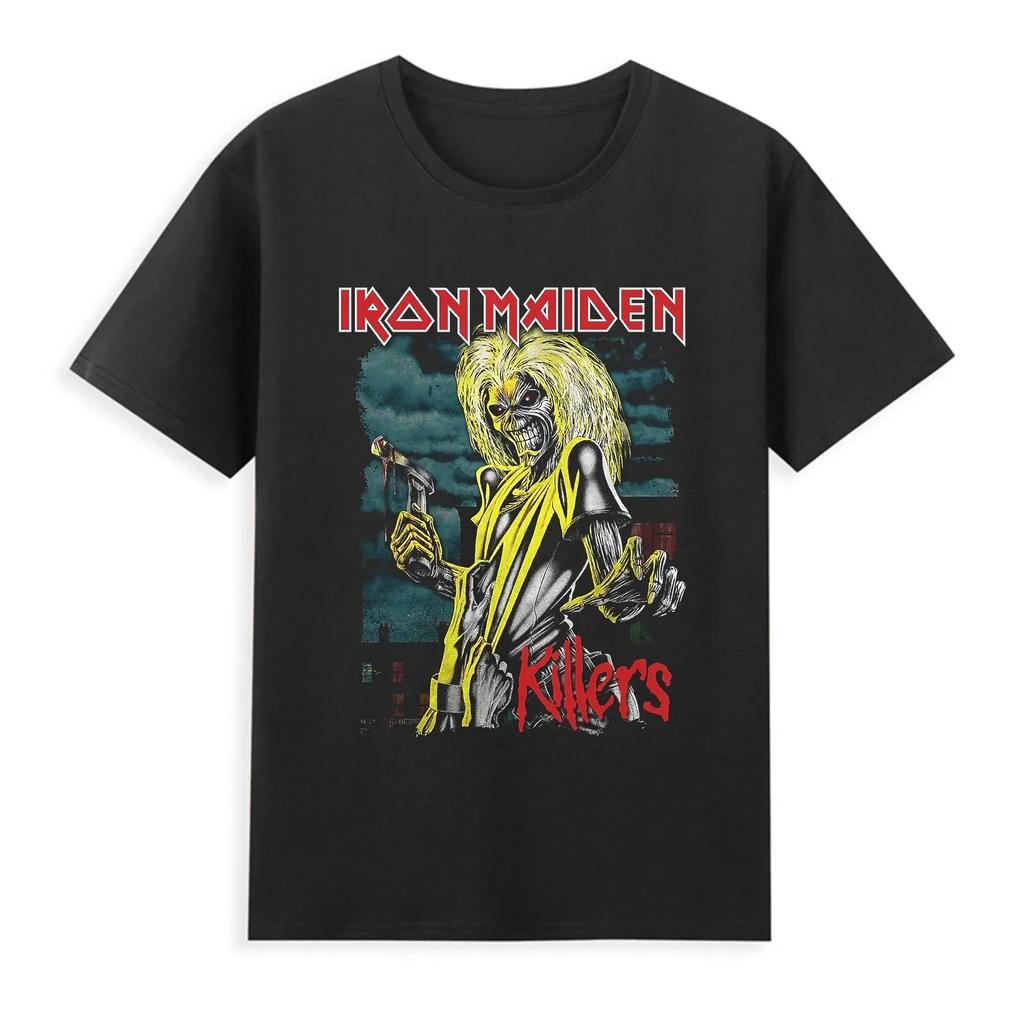 2024 Men Iron T Shirt Casual Powerslave Head T-shirt Graphic Oversized Sports Tops Maiden Comfortable Streetwear 100% Cotton Tee