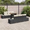 Garden Dining Set with Cushions 7 pcs Black and Cream