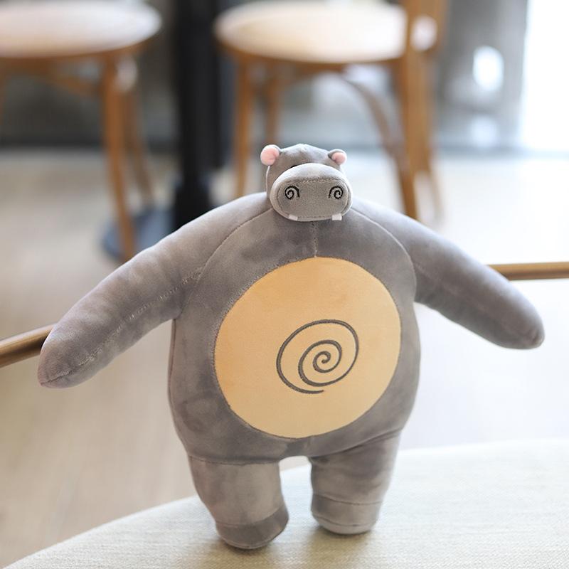 

Ins Small Head Bear Pillow Stuffed Tiny Head Raccoon/Frog/Elephant/Hippo Muscle Boyfriend Pillow Cushion Birth Date Gifts 20cm