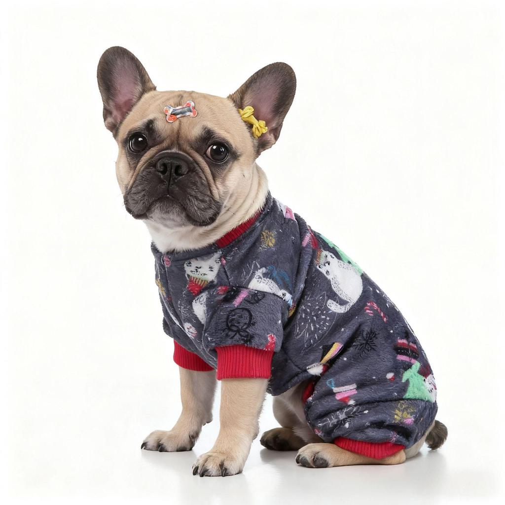 Christmas Four-Legged Elastic Plush Suit for Small Dogs with Ankle Cuffs