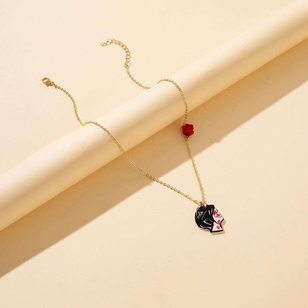 Unique Acrylic Rose Flower Face Necklace For Trendy Fashion Enthusiasts In Europe And America