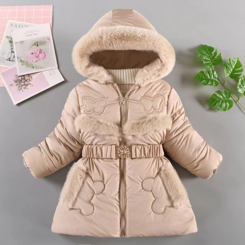 Gefütterte Mädchen-Winterjacke aus dicker Baumwolle mit Fleece