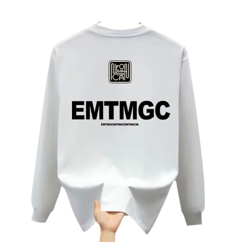 American Heavy Trendy Brand Pure Cotton Printing Men'S Long-Sleeved T-Shirt Spring And Autumn Sweater Casual Round Neck High-End T-Shirt