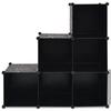 Organisateur de rangement - vidaXL - Cube - 6 compartiments - Noir - Métal et PP