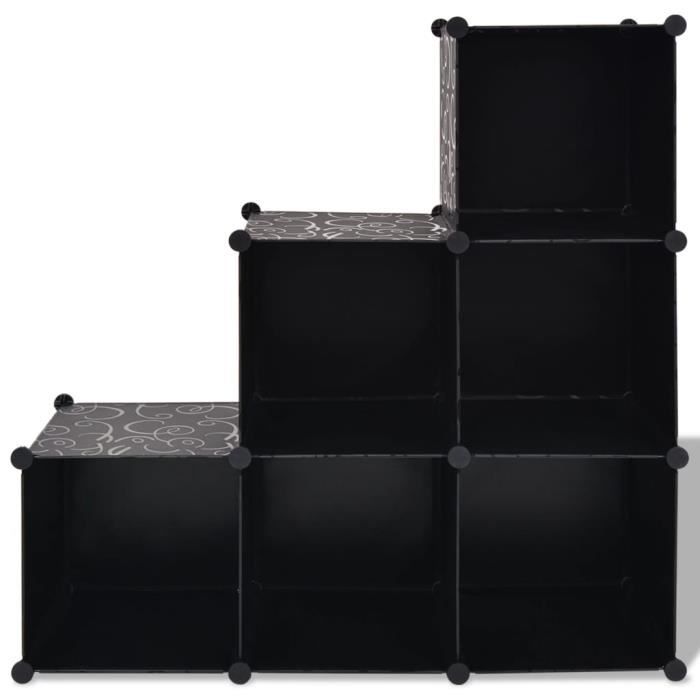Organisateur de rangement - vidaXL - Cube - 6 compartiments - Noir - Métal et PP