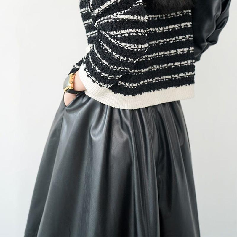 Женская матовая юбка из искусственной кожи в стиле ретро — фото 7