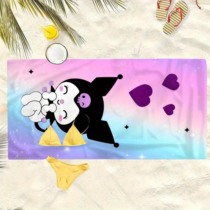 Kuromi Beach Towel Single Sided 2DPrint Quick Dry Microfiber Towel for Kids Girls for Beach Pool Bath Cute Kawaii Aesthetic Vibe