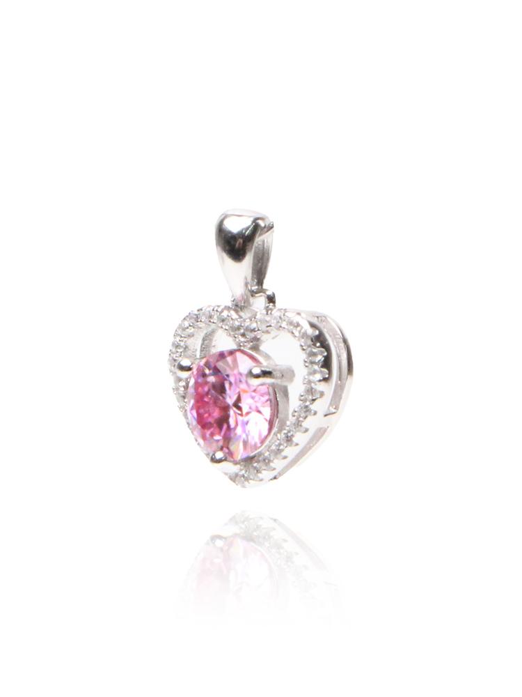 Bien Vetu Pink Moissanite Pendant 1 Carat Heart Pave Setting 403