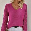 Maglioni casual da donna primaverili e autunnali, maglioni in maglia con scollo a V tinta unita, pullover in maglia