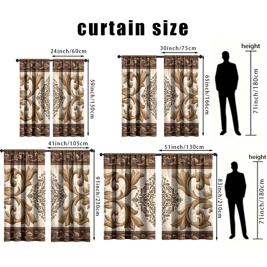 Set Of 2 Vintage European Style Curtains Floral Patterns Privacy Protection Home Decor Curtain Made Polyester With Pole Pocket