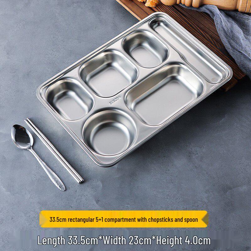 Tian Yajing 304 Stainless Steel 6-Compartment Dining Tray